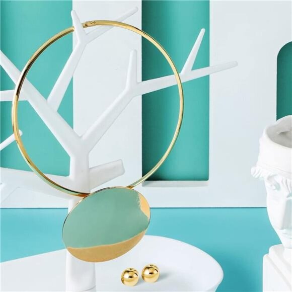 3 Pcs Jewelry Set Gold Choker Earrings Bracelet Statement Necklace - Picture 4 of 8